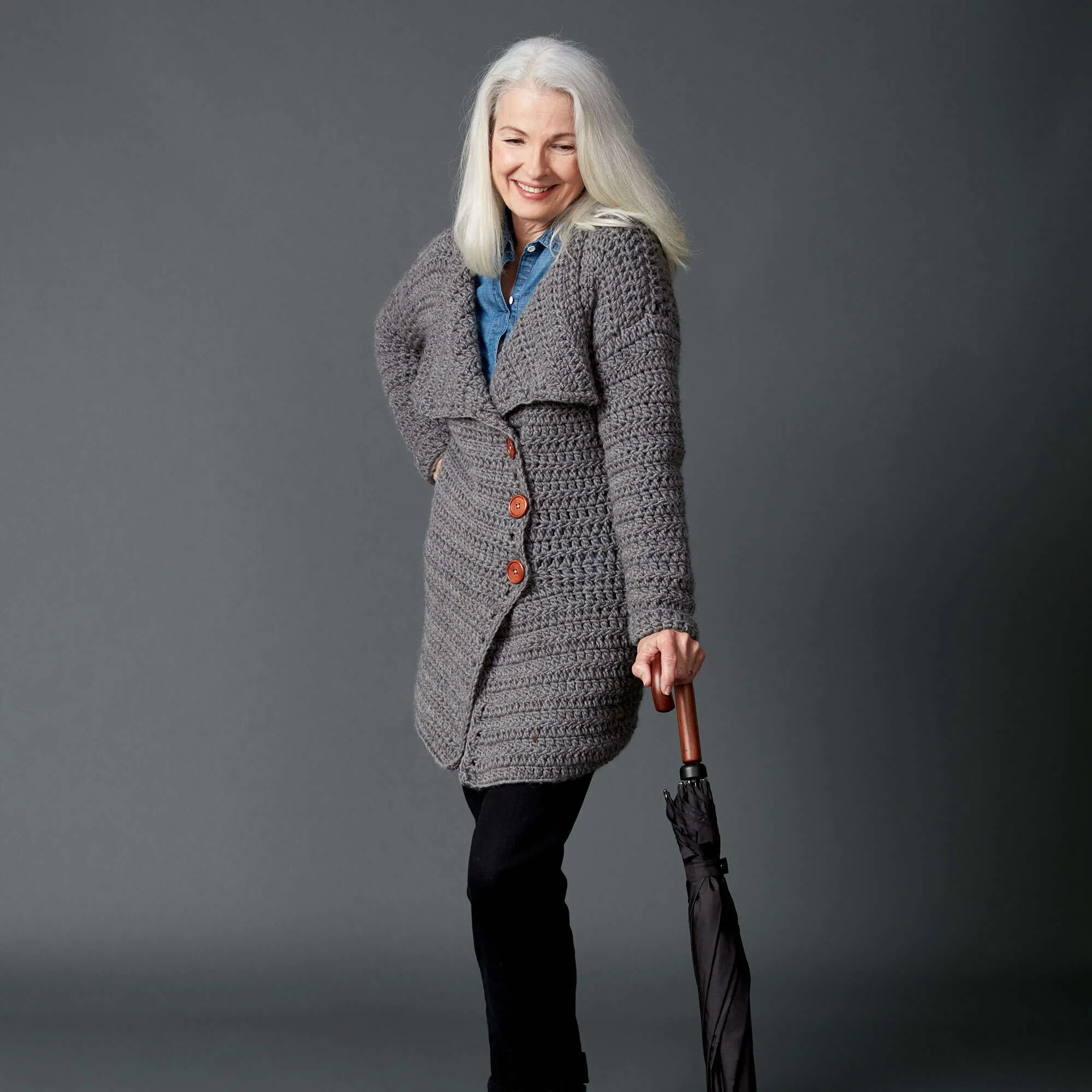 Bernat Big Collar Crochet Coat