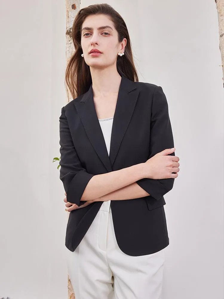 Black 32MM Mulberry Silk Slim Blazer