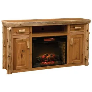 Cedar Log Entertainment Center with Fireplace