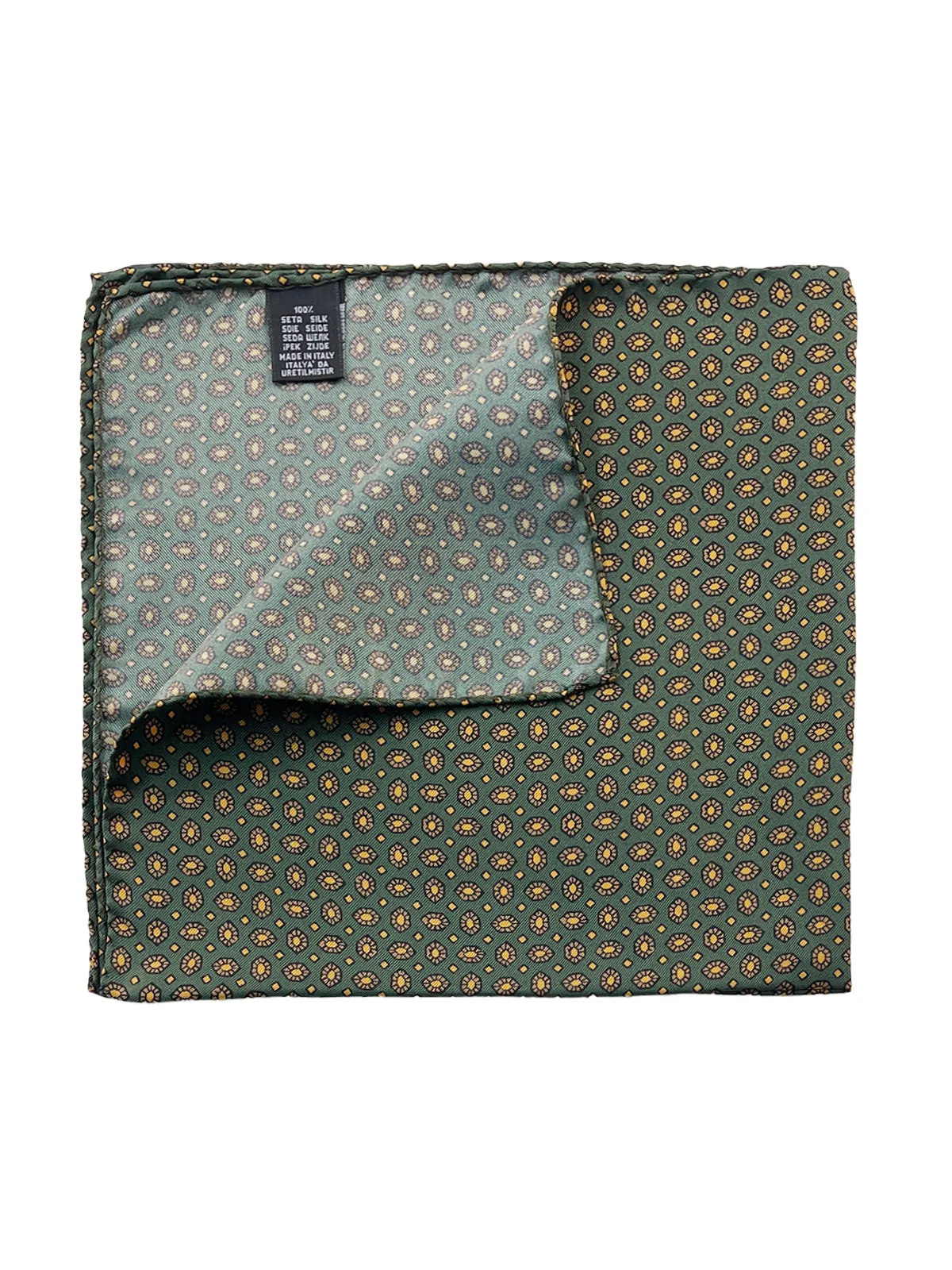 Forest Green Shield Printed Silk Pochette