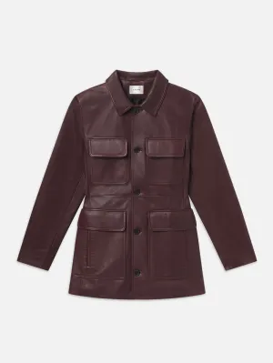 Leather Safari Jacket -- Wine